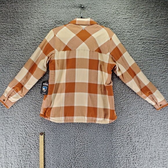 Kühl Jacket Womens Small Rust Orange Plaid Sherpa-Lined Flannel Shacket *NWT* - Picture 9 of 10